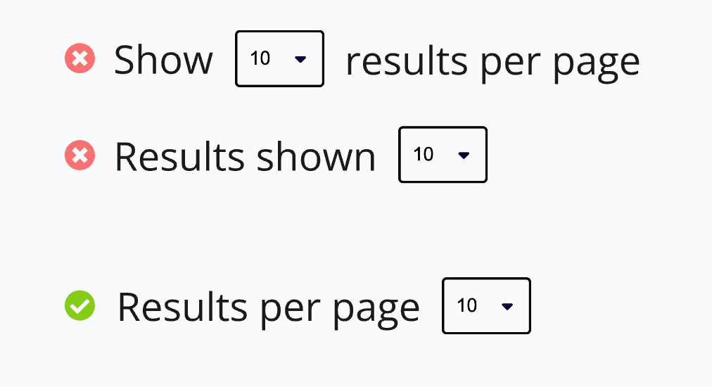 Don't change default text strings unless necessary for localization. The default text string is Results per page.